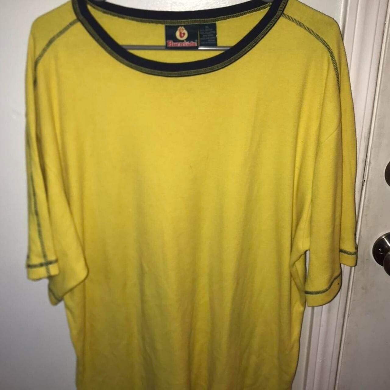Burnside Vintage Skate Brand Yellow Contrast Stitch Cut And Sew Top Tee Soft Mat